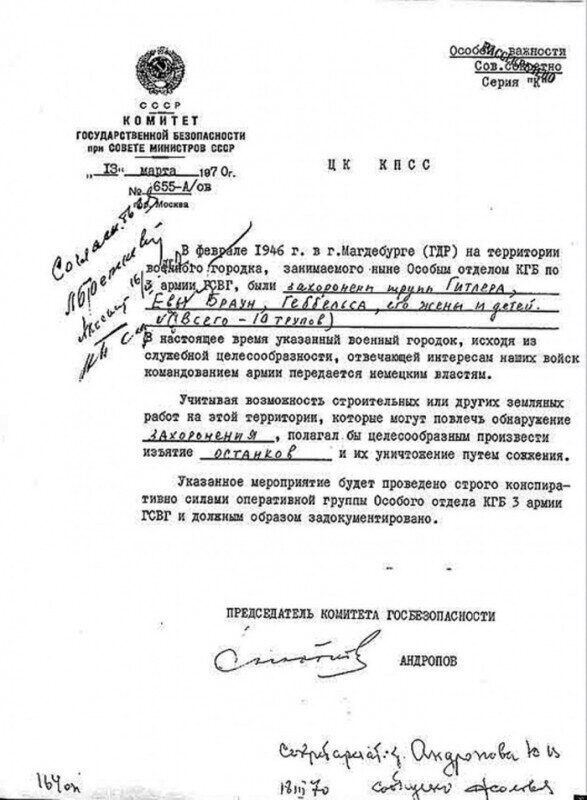 Тайная операция: зачем Андропов вскрыл могилу Гитлера