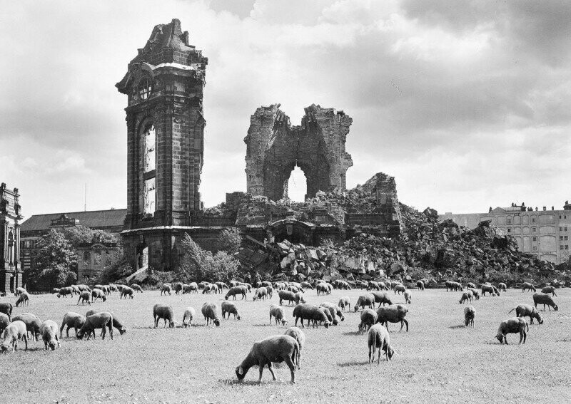 Руины церкви. ГДР, Дрезден,1957