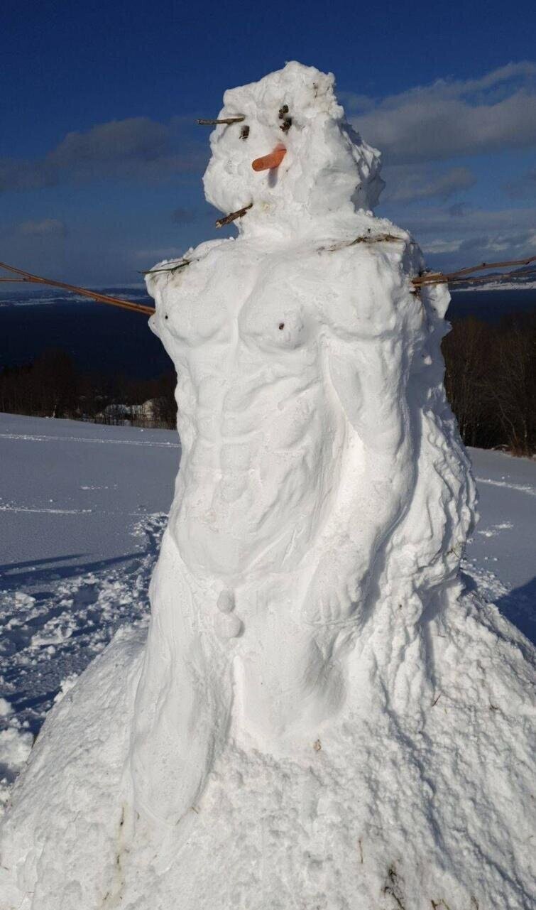 "Слепила снеговика, придав ему анатомически правильное тело. Сделала его похожим на статую из мрамора"
