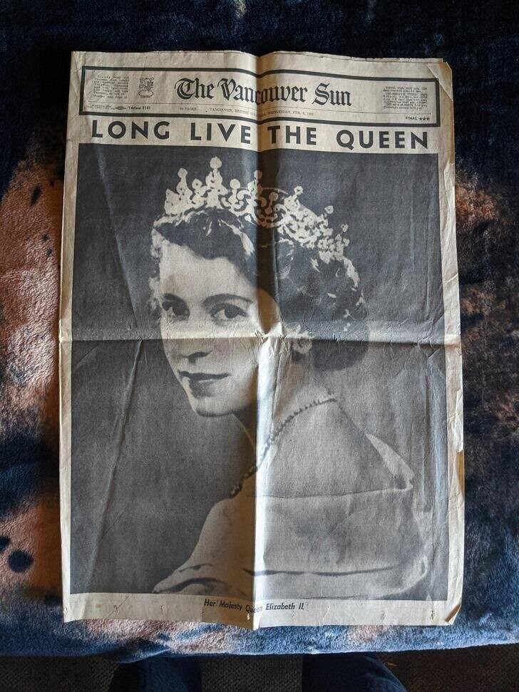 "Нашёл старинную газету, в которой говорится, что Елизавета II стала королевой"