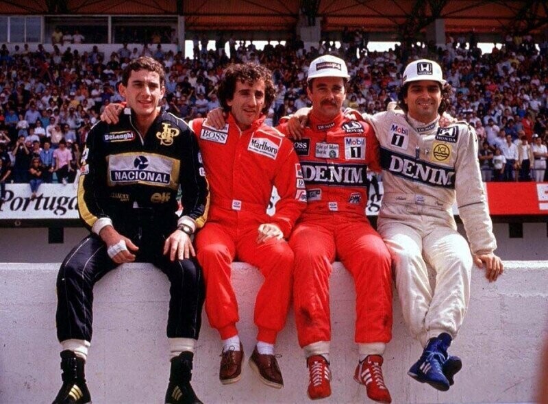 Айртон Сенна, Ален Прост, Найджел Мэнселл и Нельсон Пике, 21 сентября 1986 года, Португалия