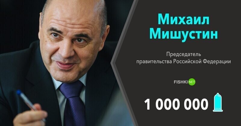 Михаил Мишустин (Председатель правительства Российской Федерации) — 1 000 000 презервативов