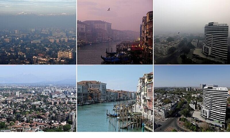 Как коронавирус изменил атмосферу в городах: до и после