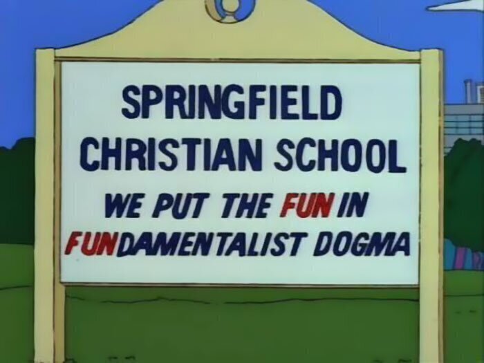 "Спрингфилдская христианская школа. Мы делаем фундаменталистские догмы смешными!""