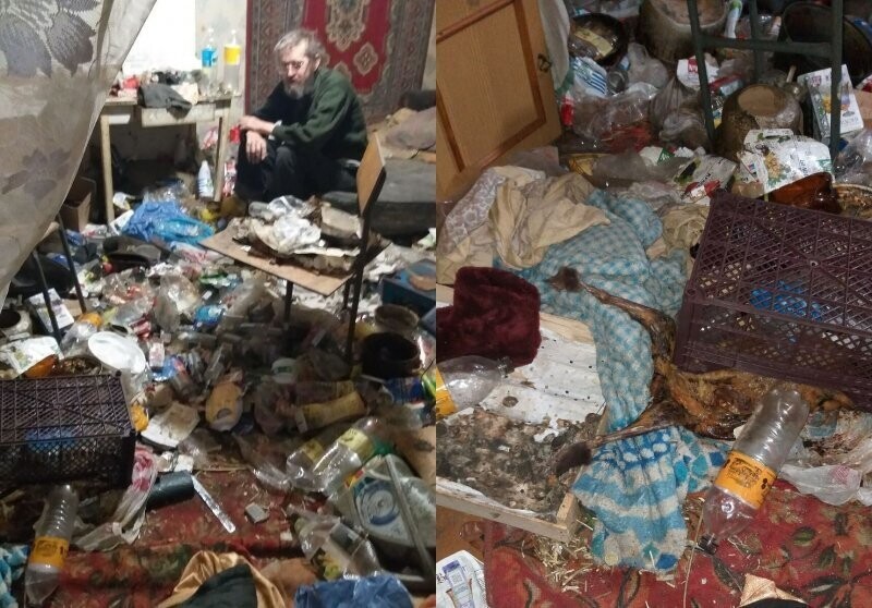 Житель Торжка устроил полную самоизоляцию среди мусора и погибших животных