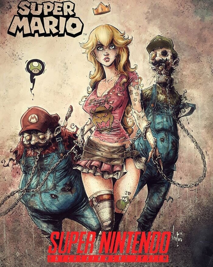 Принцесса Пич и зомби Марио и Луиджи