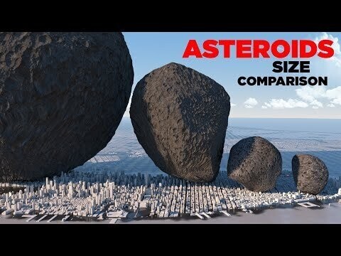 Сравнение размеров 22 известных астероидов с земными объектами (видео) 