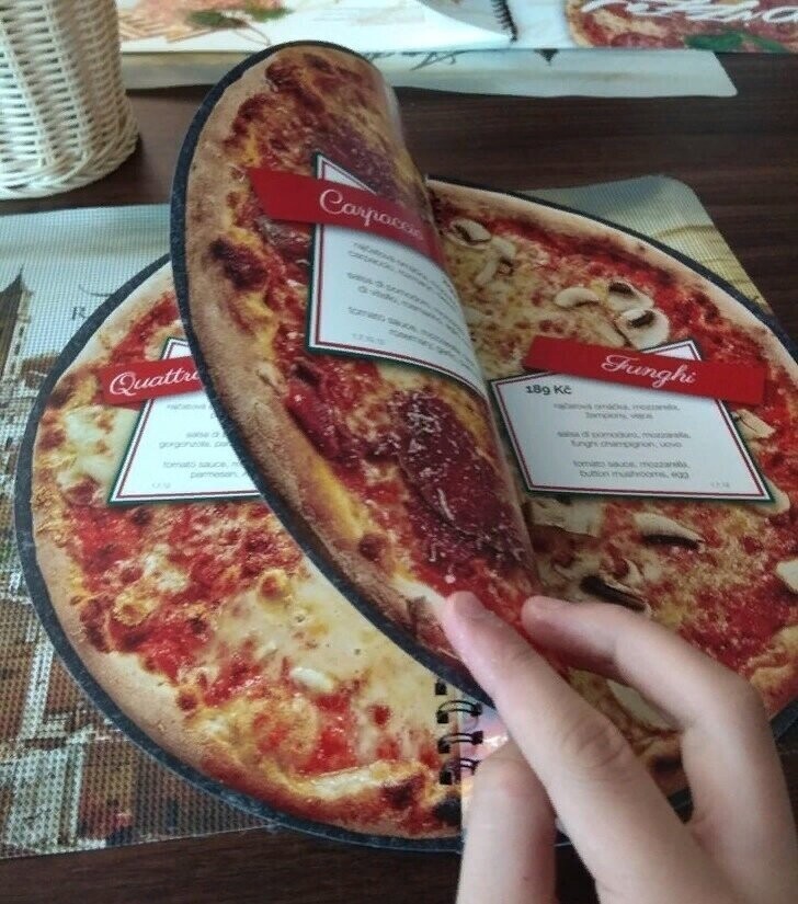 Удобное меню, чтобы вы видели, как выглядит пицца