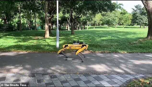 Робопёс контролирует людей в сингапурском парке