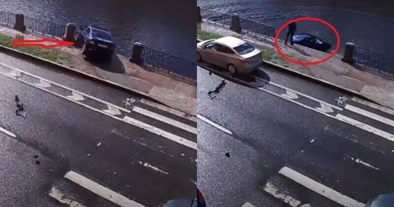 В Петербурге водитель  улетел в Фонтанку, но сумел выбраться из тонущего авто