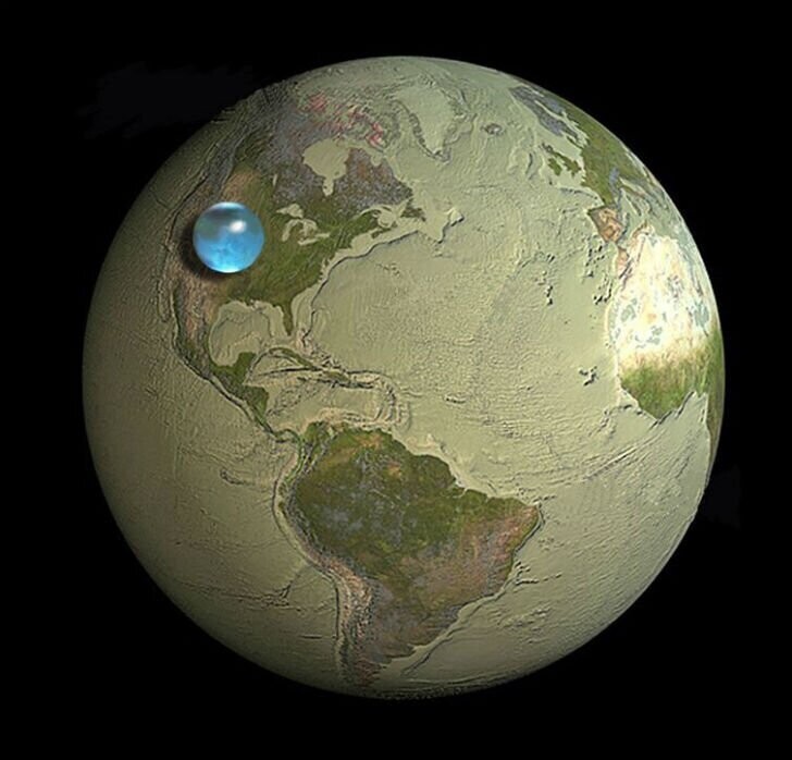 Такая сферическая капля получится, если осушить все океаны Земли.