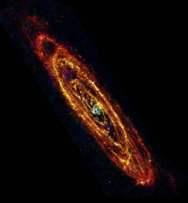 Наша ближайшая космическая соседка — Туманность Андромеды. Всего лишь 2,5 млн световых лет отделяют нас от нее. Галактика Андромеды превосходит своими размерами наш Млечный Путь в два раза.