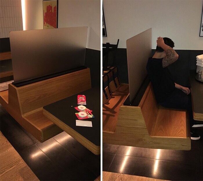 Перегородки между столами в ресторане Гонконга
