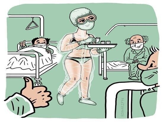 Российскую медсестру в прозрачном костюме и бикини показали с другого ракурса