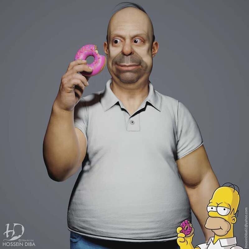 Художник создал реалистичные персонажи из мультсериала «Симпсоны»