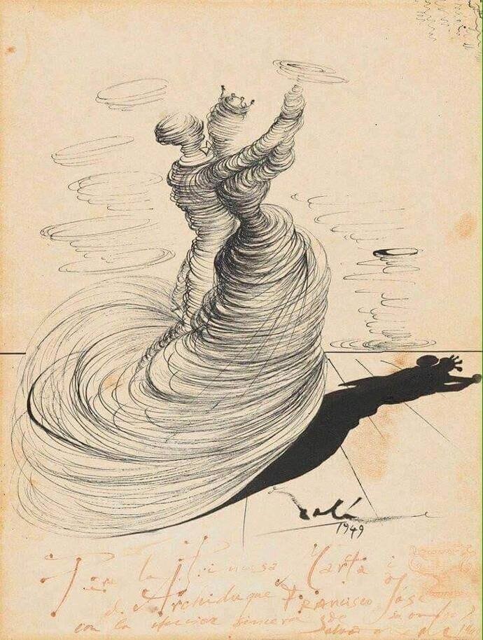 Гений, даже расписывая ручку, создаёт шедевр. Сальвадор Дали. "Два танцора", 1949г