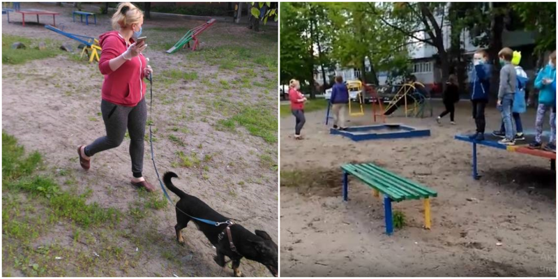 Две собачницы в Брянске загнали детей на стол, чтобы их псы поиграли на детской площадке