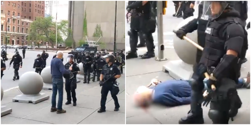 Во время беспорядков в Нью-Йорке полицейский  разбил голову пожилому мужчине