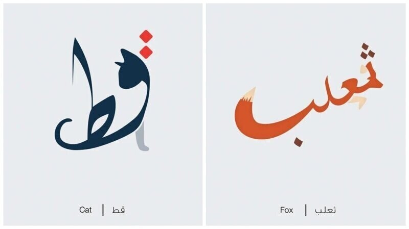 Дизайнер превращает арабские слова в буквальные иллюстрации их смысла