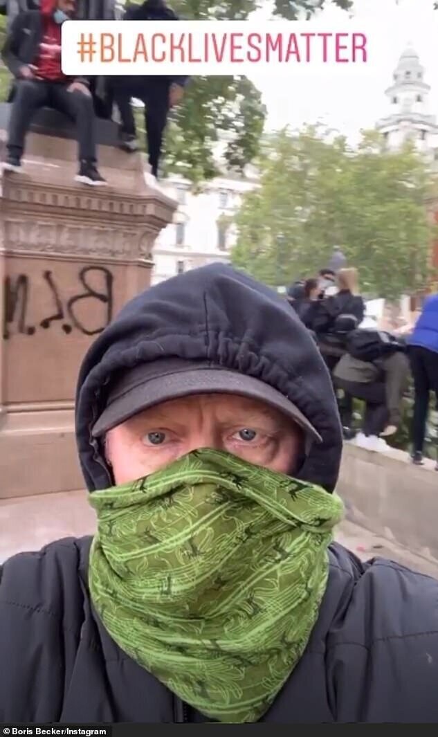 Борис Беккер на марше протеста в Лондоне