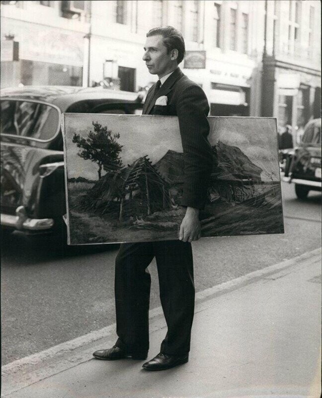 В ожидании такси с картиной Ван Гога в руках. Лондон, 1969