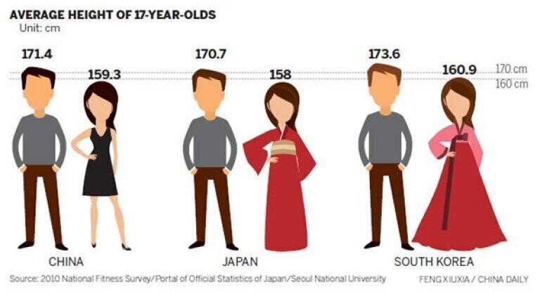 Самые низкие люди – Японцы, а самые высокие – Голандцы.