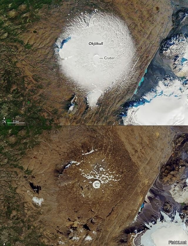Ледник в Исландии: 1986 год и наши дни