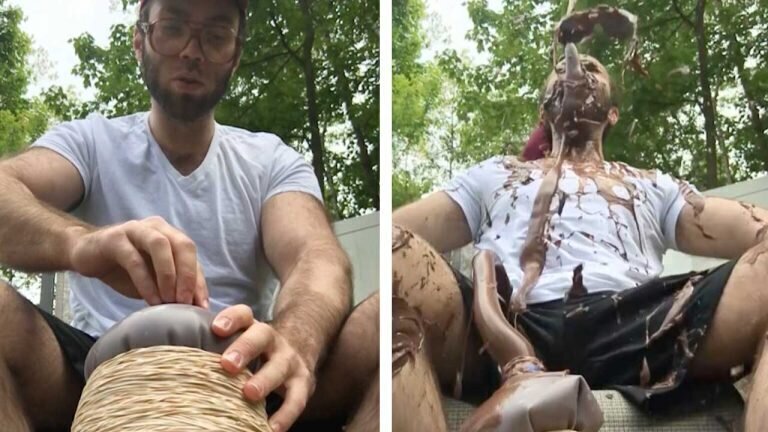 Мужчину сбило с ног взорвавшимся молочным гейзером