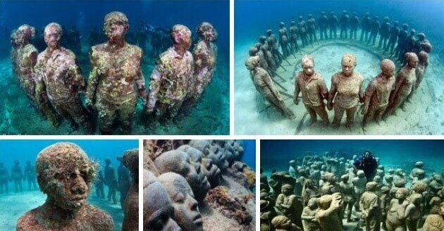 4. Подводные скульптуры в Гранаде, в память о похищенных/порабощенных людях, погибших за время их транспортировки из Африки в Америку