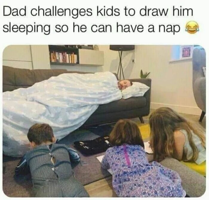 6. Чтобы вздремнуть, отец предложил детям нарисовать себя спящего