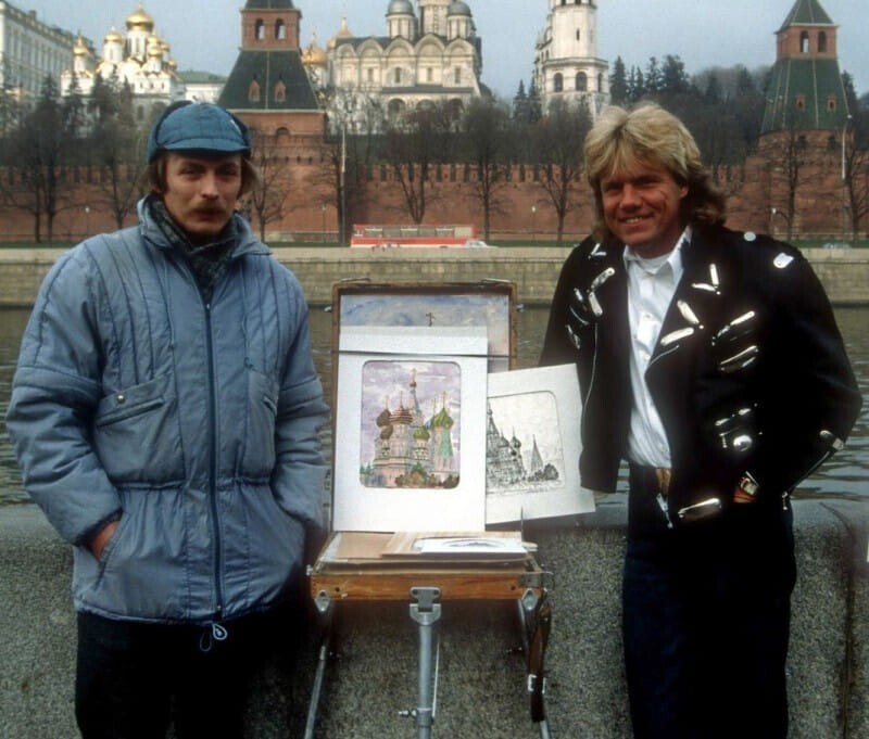 Дитер Болен и художник, Москва, 1989 г.