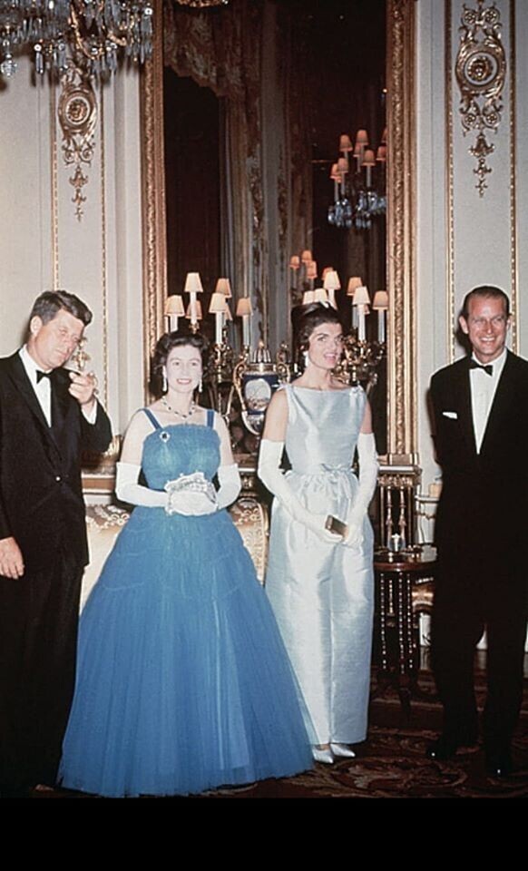 Джон Кеннеди, Елизавета ll, Жаклин Кеннеди и принц Филипп. 1961 год.