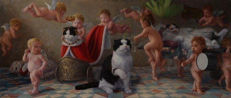 Царственные коты в работах талантливого японского художника