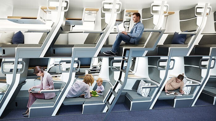 Дизайнеры придумали двухэтажные кресла для самолетов