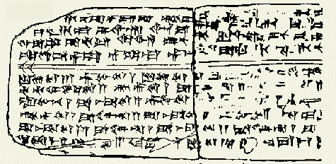 Фотография клинописи на сохранившейся хурритской табличке