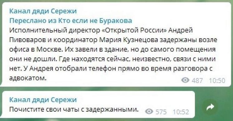 Попались, голубчики: члены «Открытой России» лихорадочно чистят чаты
