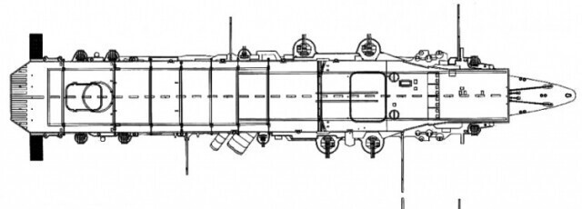 Схема авианосца «Рюдзё» по состоянию на 1936 год