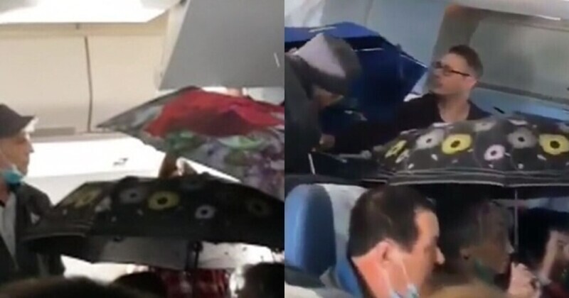 В самолете потекла "крыша" и пассажиры раскрыли зонты