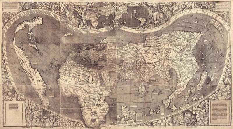 Первая карта на которой появился Американский континент, 1500-е годы