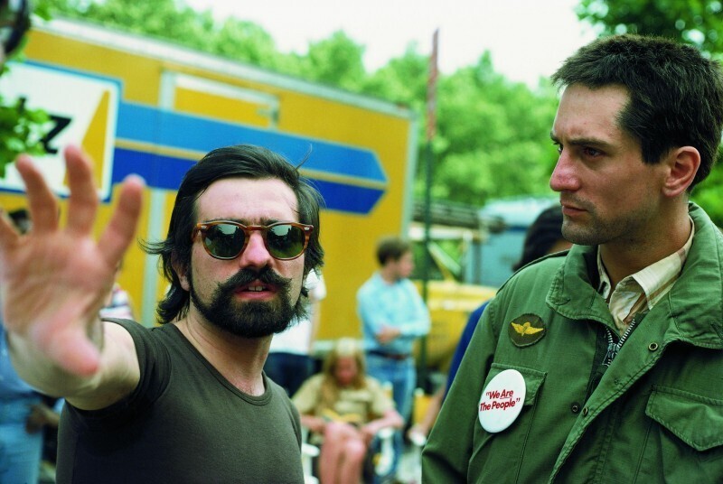Роберт Де Ниро и Мартин Скорсезе на съемочной площадке фильм "Таксист", 1975.