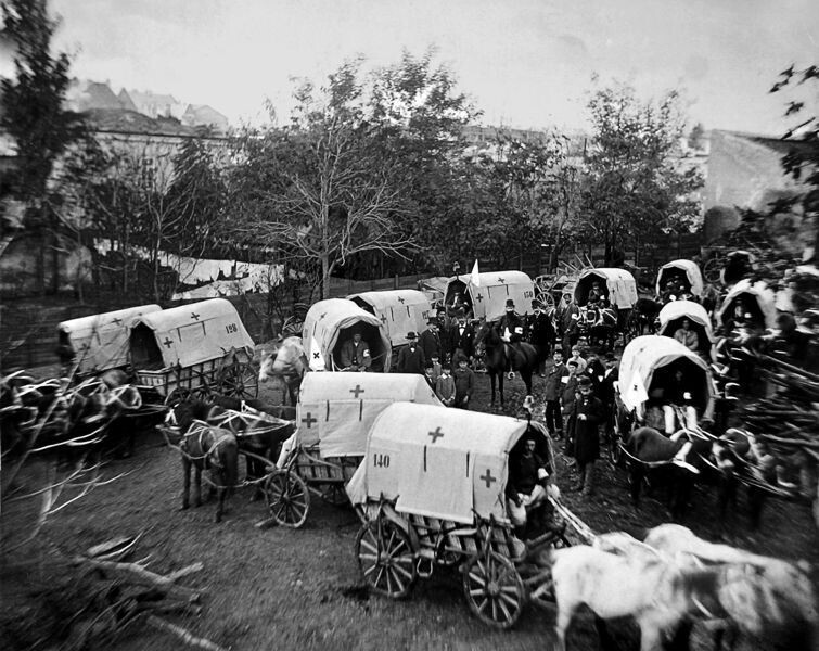 Санитарный обоз эвакуирует раненых. 1877–1878