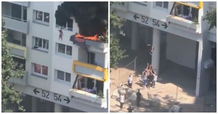 Во Франции соседи голыми руками ловили выпрыгнувших из горящей квартиры детей