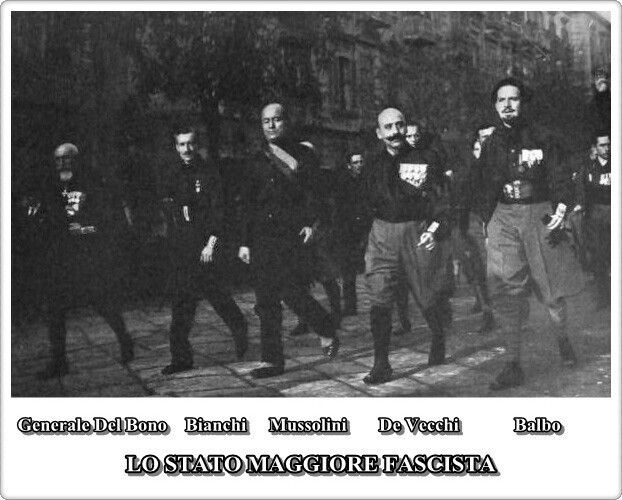 Участники похода на Рим (слева направо Эмилио Де Боно , Микеле Бьянки , Бенито Муссолини , Чезаре Мария де Векки и Итало Бальбо)