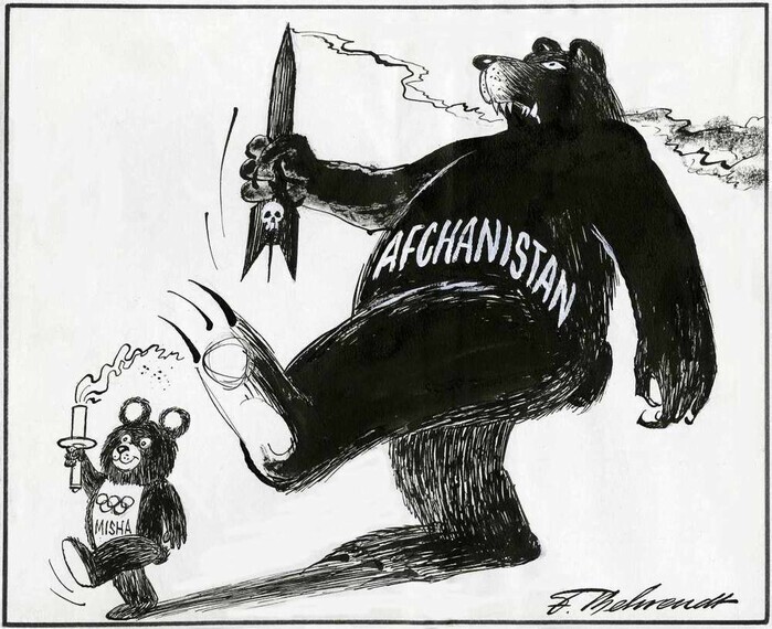 Западные карикатуры во время бойкота московской Олимпиады 1980