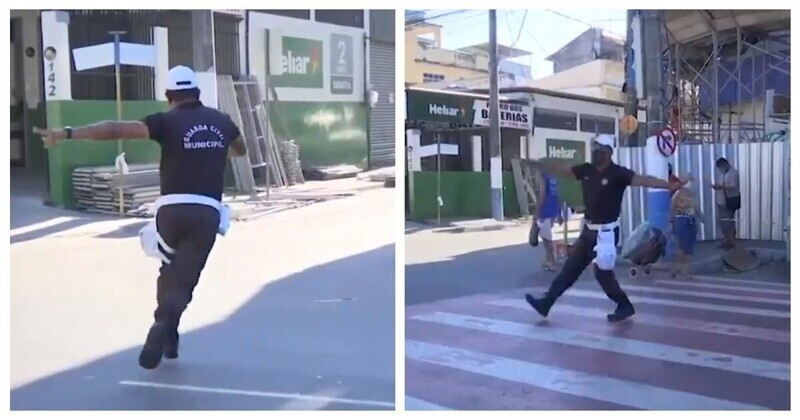 Полицейский-регулировщик из Бразилии радует своими танцами водителей и пешеходов