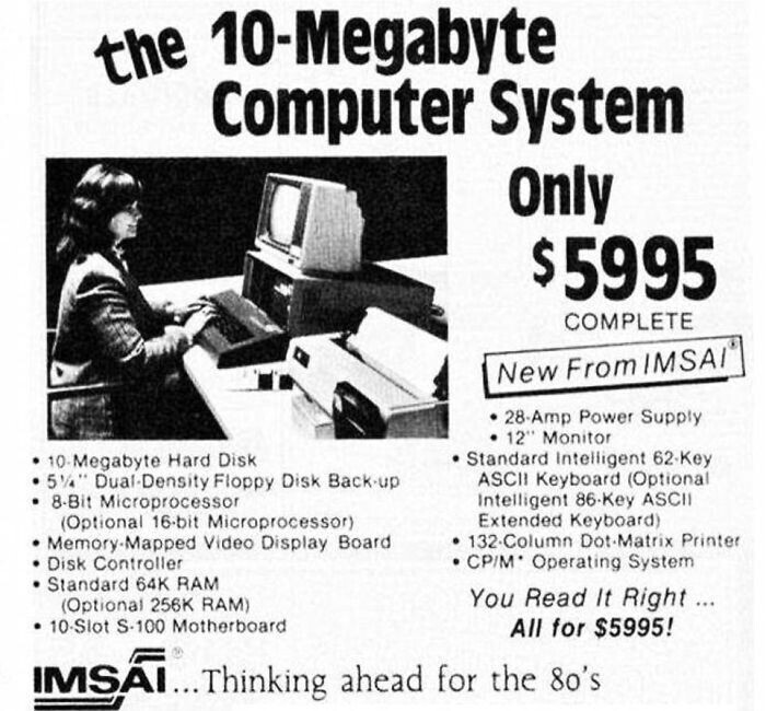 Компьютер с жестким диском на 10 МБ и памятью 64 кБ - $5995
