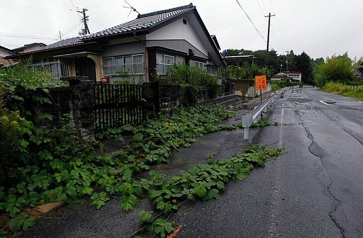 Заброшенный город Томиока, находящийся внутри зоны отчуждения вокруг АЭС «Фукусима-1», 19 августа 2011. (Фото Hiro Komae | AP):