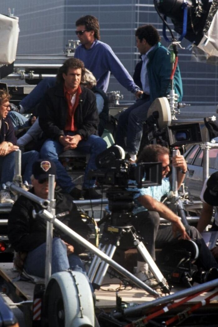 Мэл Гибсон на съёмках фильма «Смертельное оружие III», 1992 год