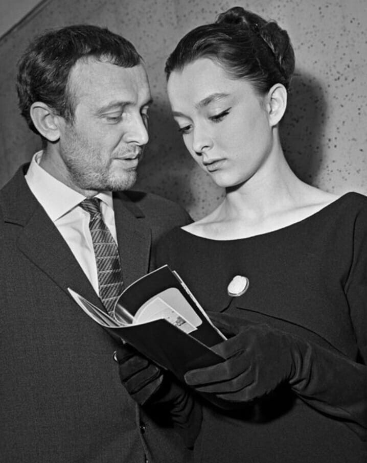 Анастасия Вертинская и Иннокентий Смоктуновский на премьере фильма "Гамлет". 1964 год.