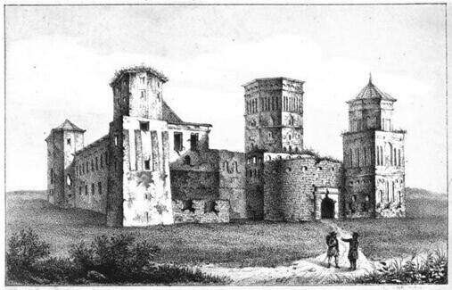 Замок в Мире. Картина К. Русецкого, сер. XIX в.